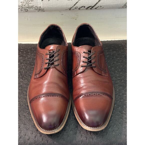 Stacy Adams Mens Dunbar Cognac Brown Leather Oxfords Shoes 9M #25066-221 main image 4